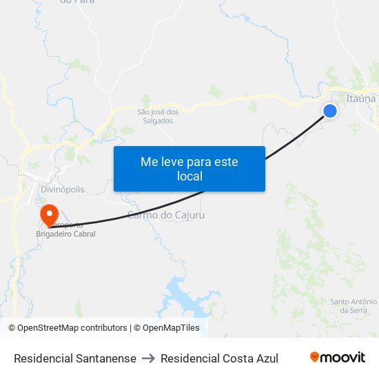 Residencial Santanense to Residencial Costa Azul map