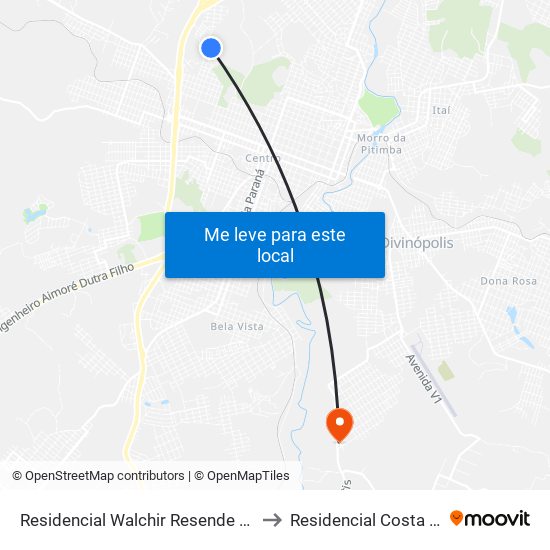 Residencial Walchir Resende Costa to Residencial Costa Azul map