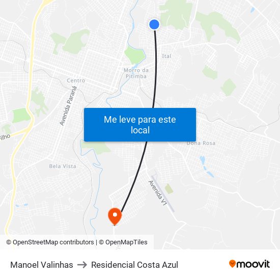Manoel Valinhas to Residencial Costa Azul map