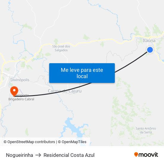 Nogueirinha to Residencial Costa Azul map