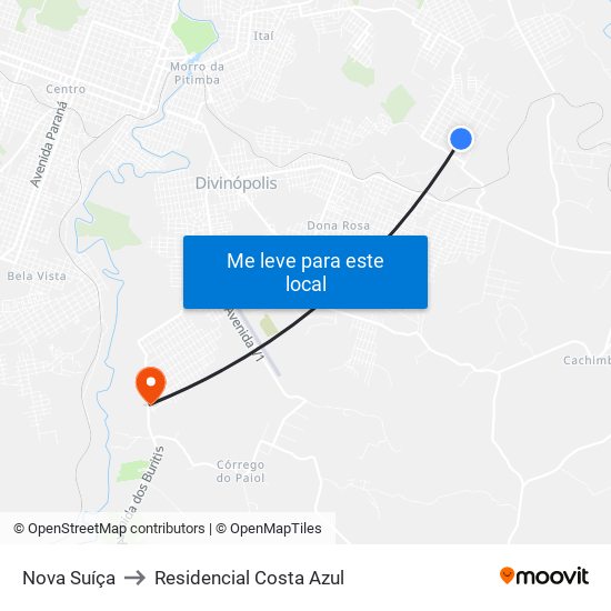 Nova Suíça to Residencial Costa Azul map