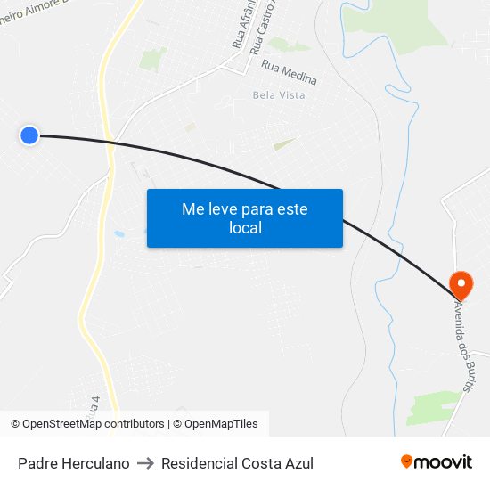 Padre Herculano to Residencial Costa Azul map