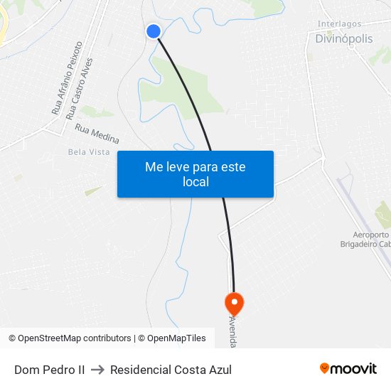 Dom Pedro II to Residencial Costa Azul map