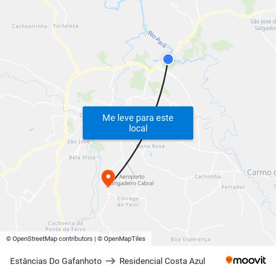 Estâncias Do Gafanhoto to Residencial Costa Azul map