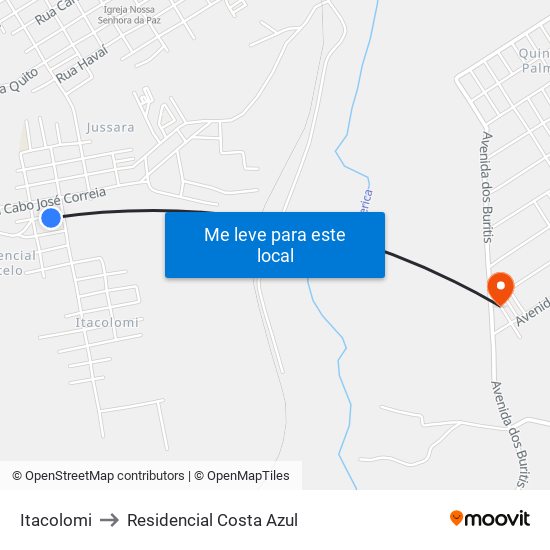 Itacolomi to Residencial Costa Azul map