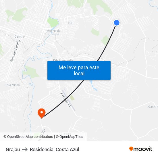 Grajaú to Residencial Costa Azul map