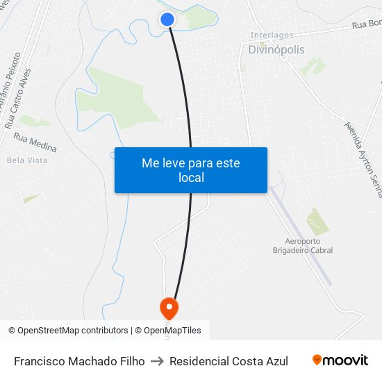 Francisco Machado Filho to Residencial Costa Azul map