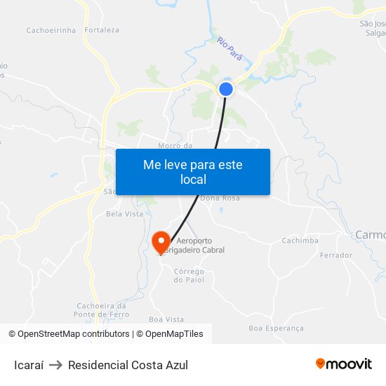 Icaraí to Residencial Costa Azul map