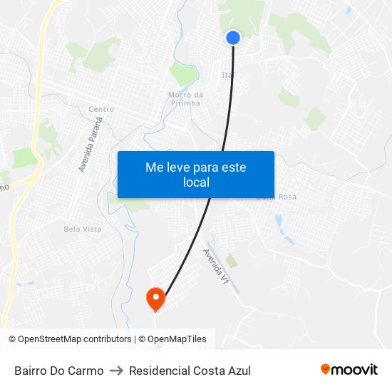 Bairro Do Carmo to Residencial Costa Azul map
