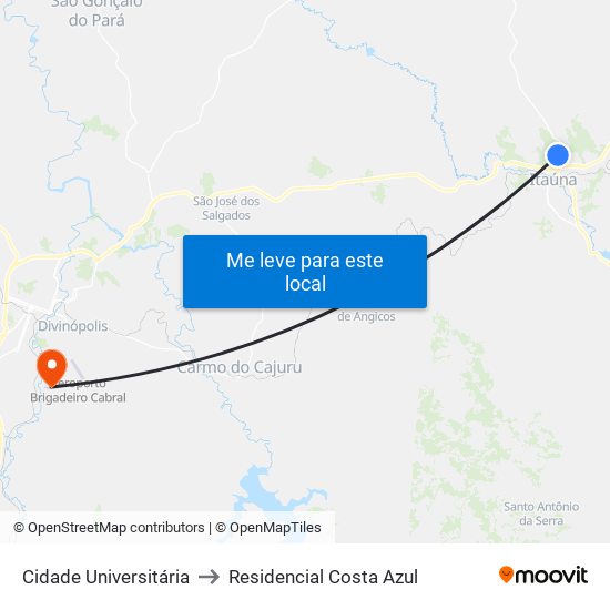 Cidade Universitária to Residencial Costa Azul map