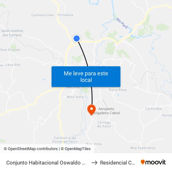 Conjunto Habitacional Oswaldo Machado Gontijo to Residencial Costa Azul map