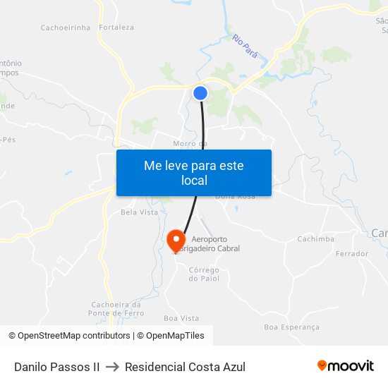 Danilo Passos II to Residencial Costa Azul map
