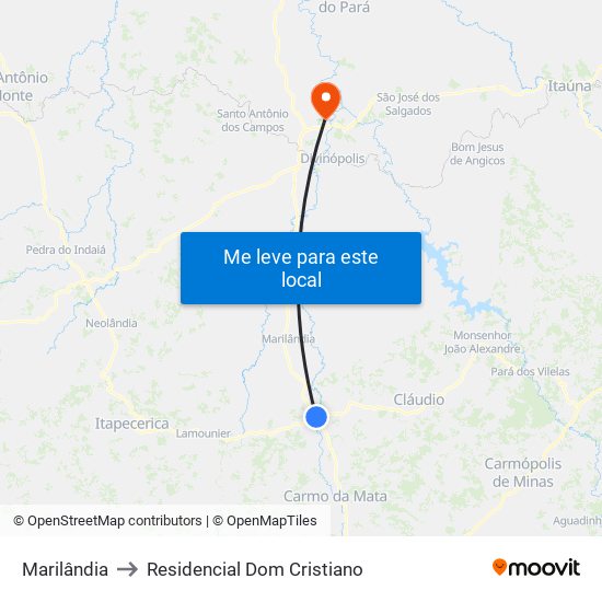 Marilândia to Residencial Dom Cristiano map