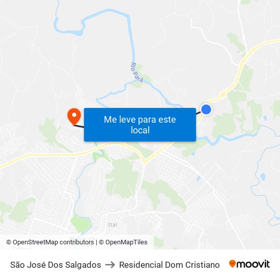 São José Dos Salgados to Residencial Dom Cristiano map