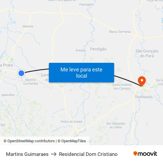 Martins Guimaraes to Residencial Dom Cristiano map