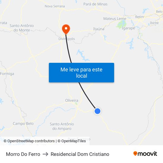 Morro Do Ferro to Residencial Dom Cristiano map