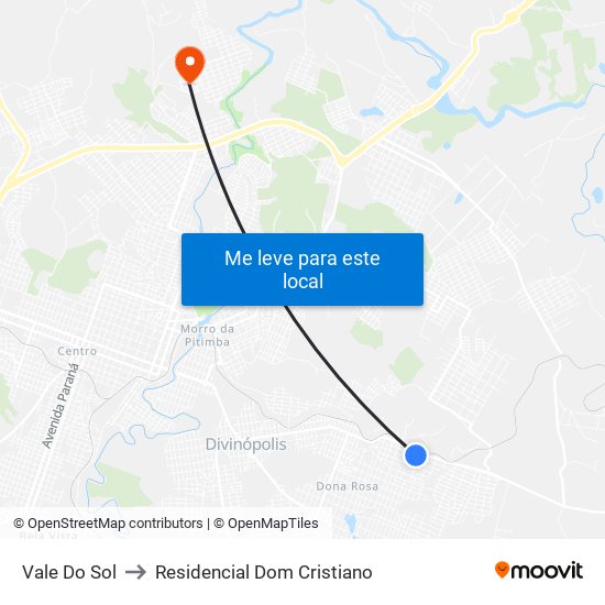 Vale Do Sol to Residencial Dom Cristiano map