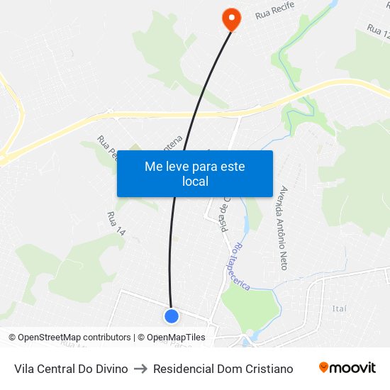 Vila Central Do Divino to Residencial Dom Cristiano map