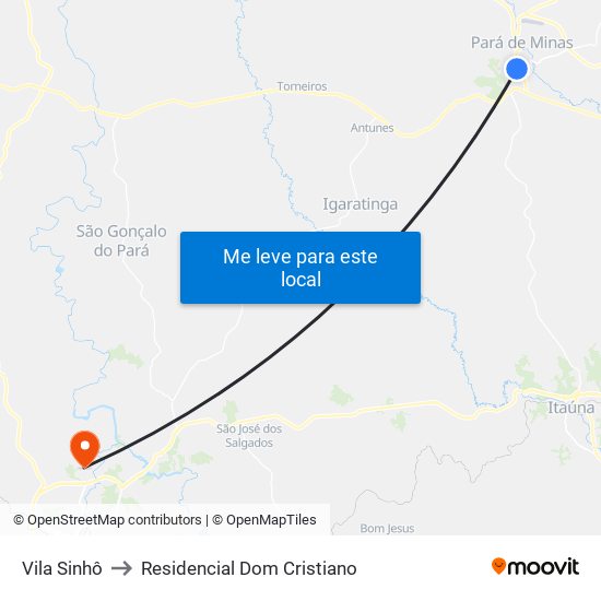 Vila Sinhô to Residencial Dom Cristiano map