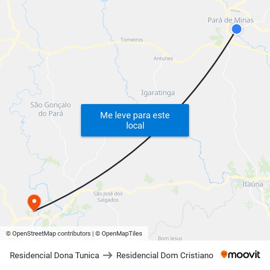 Residencial Dona Tunica to Residencial Dom Cristiano map