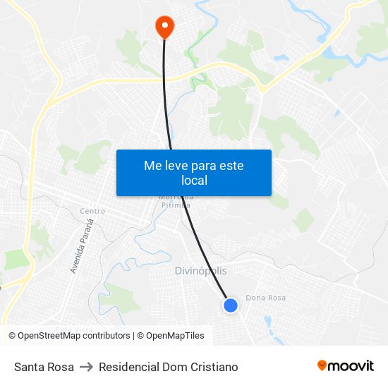 Santa Rosa to Residencial Dom Cristiano map