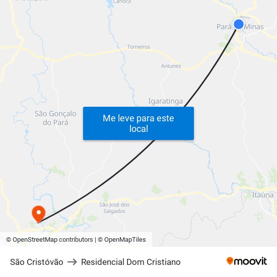 São Cristóvão to Residencial Dom Cristiano map