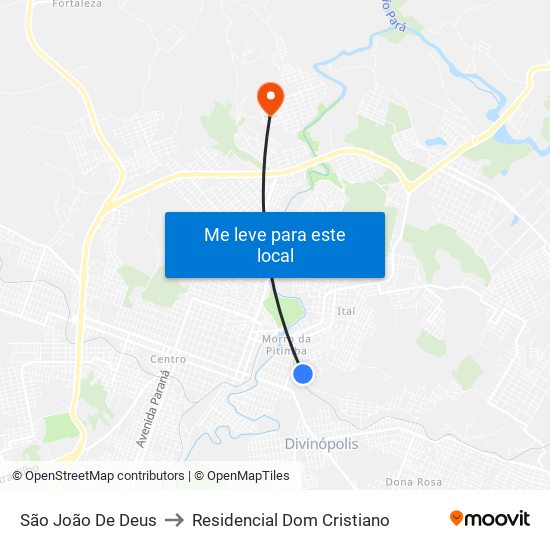 São João De Deus to Residencial Dom Cristiano map