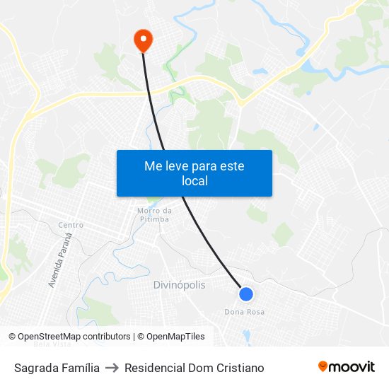 Sagrada Família to Residencial Dom Cristiano map