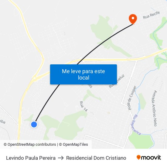 Levindo Paula Pereira to Residencial Dom Cristiano map