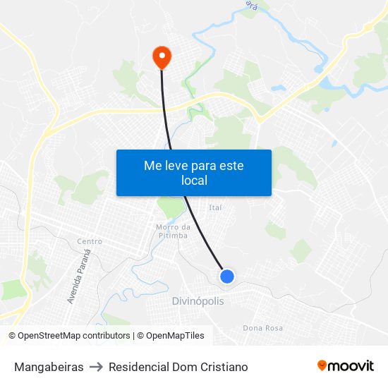 Mangabeiras to Residencial Dom Cristiano map