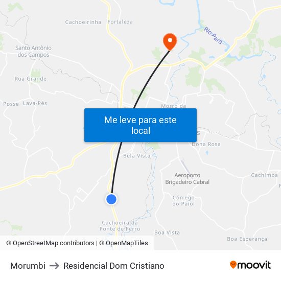 Morumbi to Residencial Dom Cristiano map