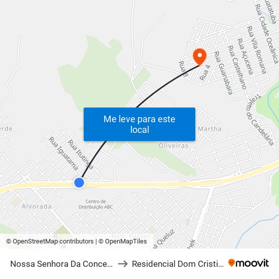 Nossa Senhora Da Conceição to Residencial Dom Cristiano map