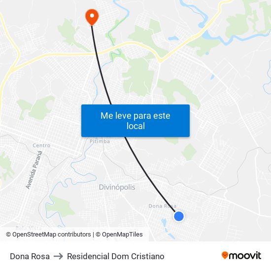 Dona Rosa to Residencial Dom Cristiano map