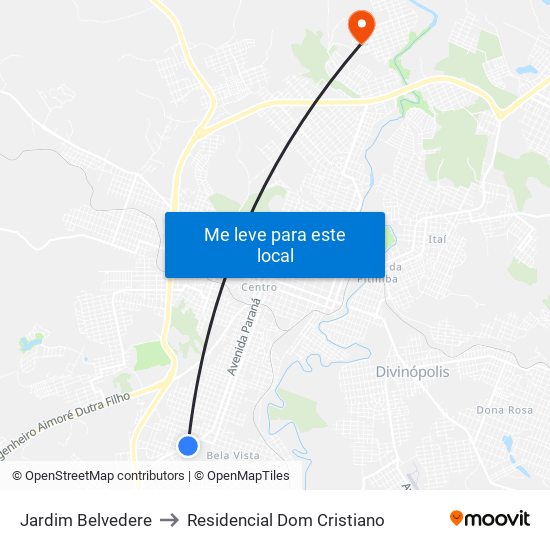 Jardim Belvedere to Residencial Dom Cristiano map