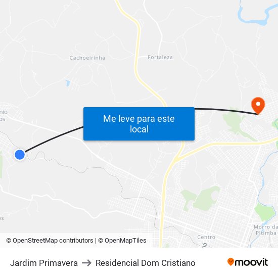 Jardim Primavera to Residencial Dom Cristiano map