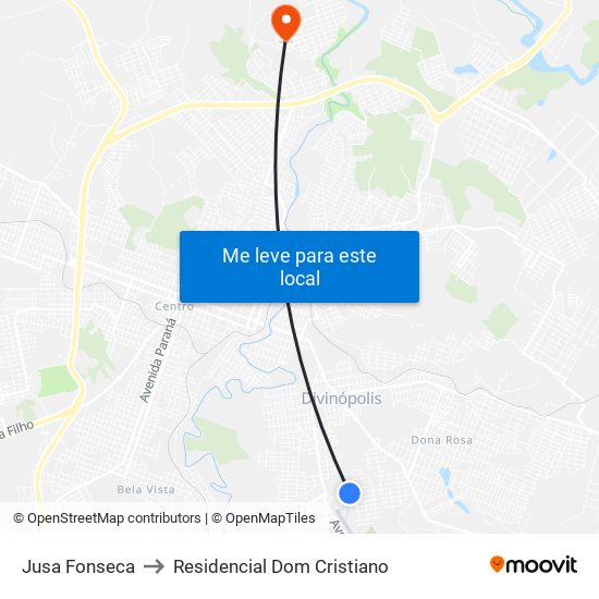 Jusa Fonseca to Residencial Dom Cristiano map