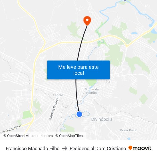 Francisco Machado Filho to Residencial Dom Cristiano map