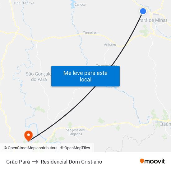 Grão Pará to Residencial Dom Cristiano map