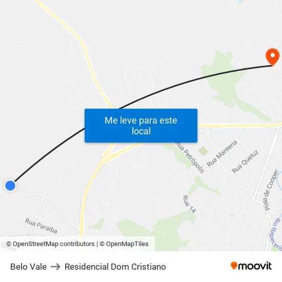 Belo Vale to Residencial Dom Cristiano map