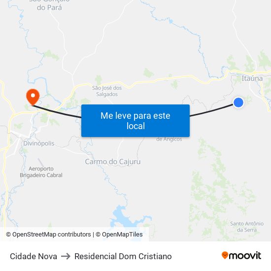 Cidade Nova to Residencial Dom Cristiano map