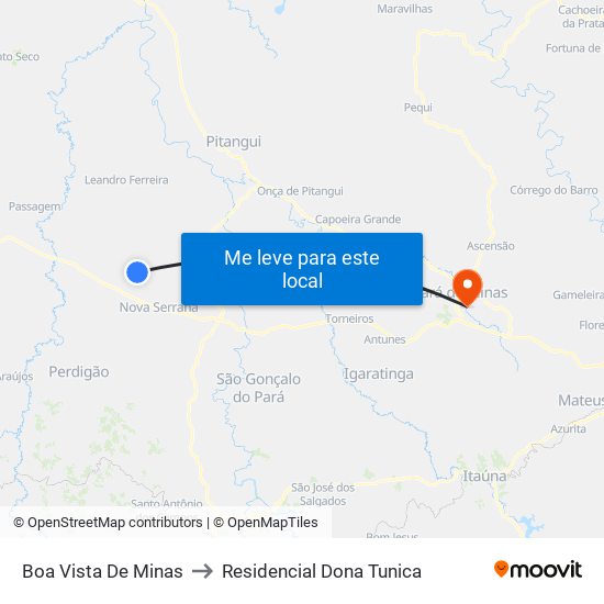 Boa Vista De Minas to Residencial Dona Tunica map