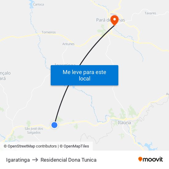 Igaratinga to Residencial Dona Tunica map