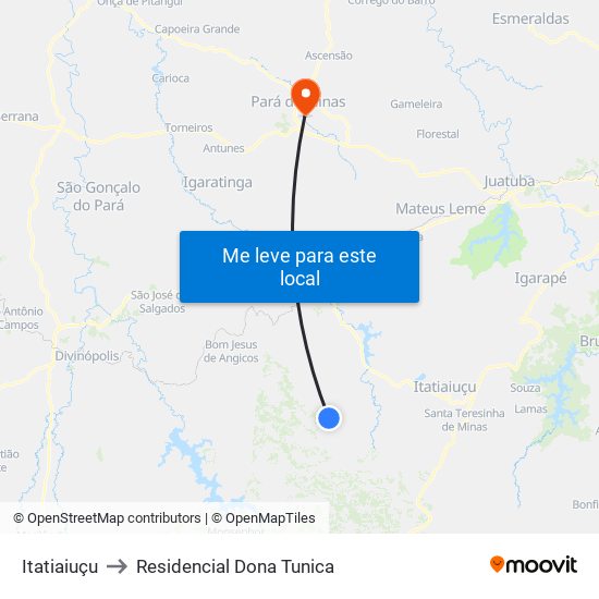 Itatiaiuçu to Residencial Dona Tunica map