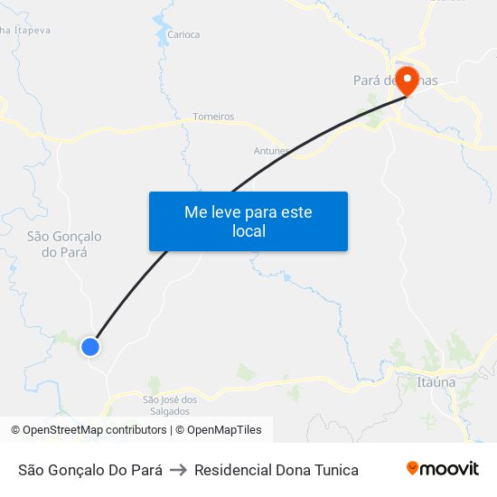 São Gonçalo Do Pará to Residencial Dona Tunica map