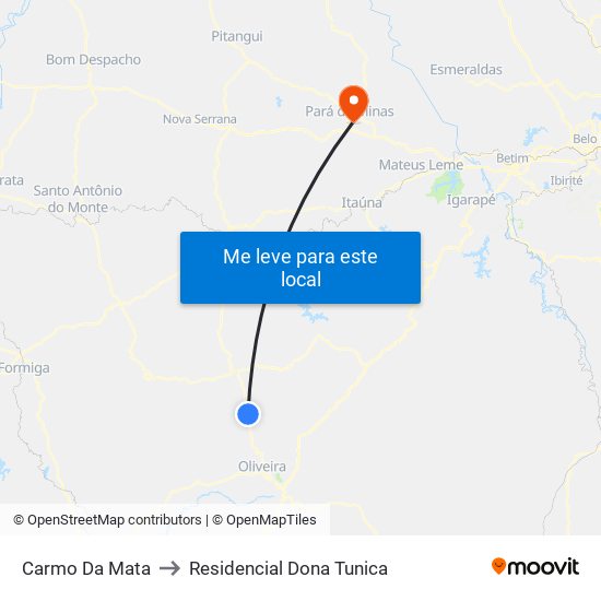 Carmo Da Mata to Residencial Dona Tunica map