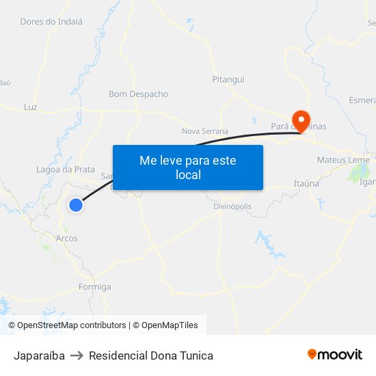 Japaraíba to Residencial Dona Tunica map