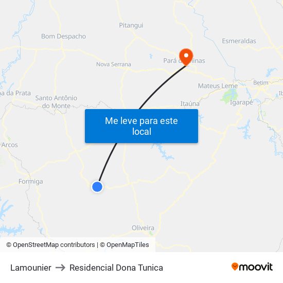 Lamounier to Residencial Dona Tunica map