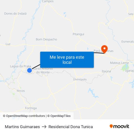 Martins Guimaraes to Residencial Dona Tunica map