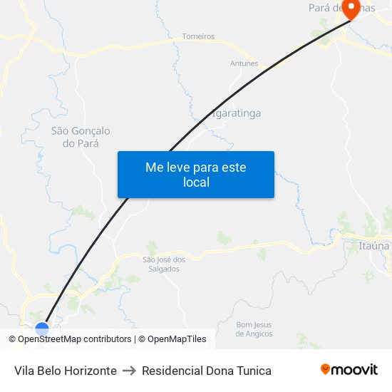 Vila Belo Horizonte to Residencial Dona Tunica map