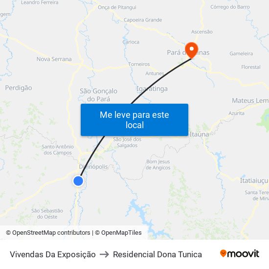 Vivendas Da Exposição to Residencial Dona Tunica map